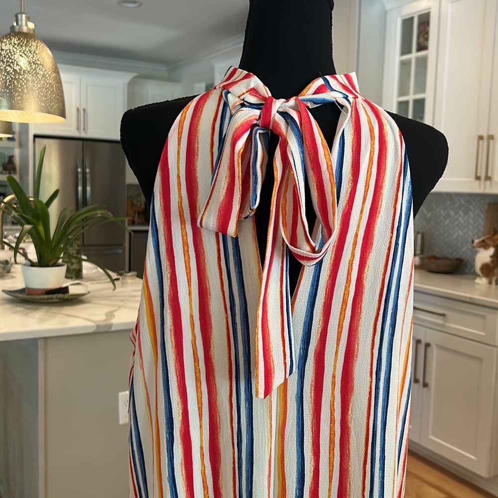 Spin USA Maxi dress with halter top and tie back.  size large - Picture 4 of 6